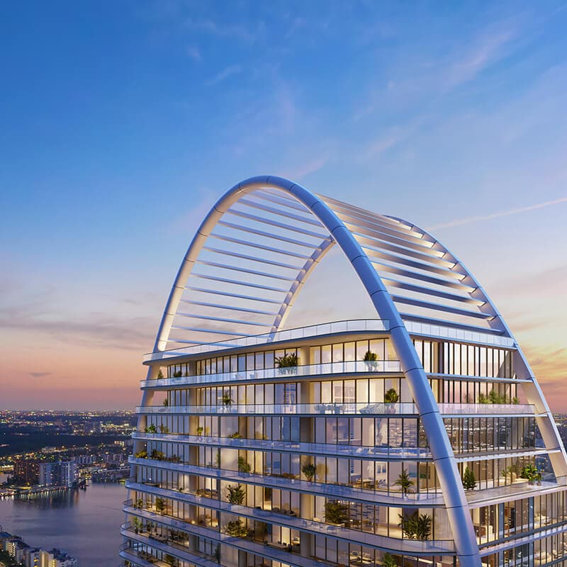 The signature arch atop The St. Regis Residences